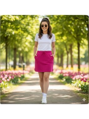 T by TALBOTS Pima Cotton Modal Blend Pull On Skirt w/ Drawstring & Pockets Sz Lp